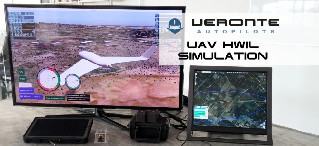 Veronte Autopilots showcases a Hardware-In-the-Loop (HWIL) UAV simulation, featuring advanced flight control systems.
