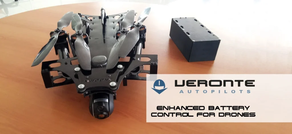 A drone with an advanced battery management system, showcasing optimized power solutions for extended UAV flights.