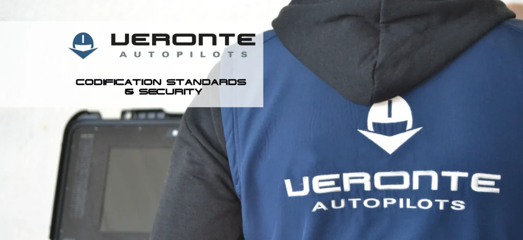 Close-up of a person wearing a Veronte Autopilots hoodie, focusing on codification standards and security.