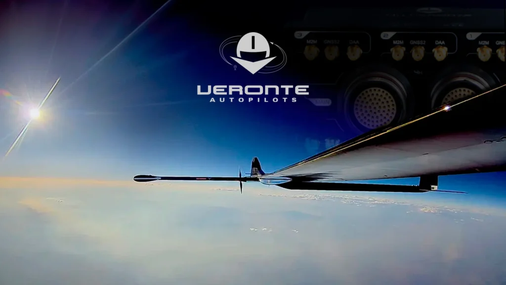 high altitude drone fliying with veronte logo