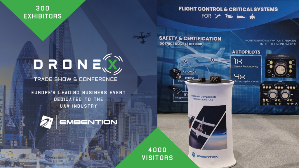 graphic with Embention's booth at DroneX