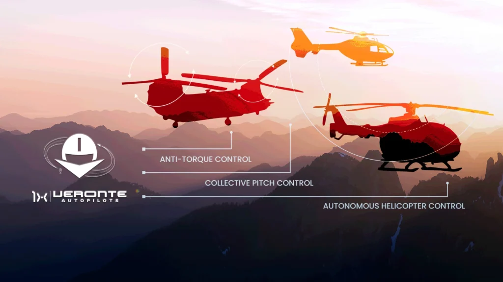 differents types of helicopter flying in a orange sky